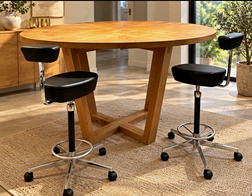 Bürohocker leder schwarz - 6,