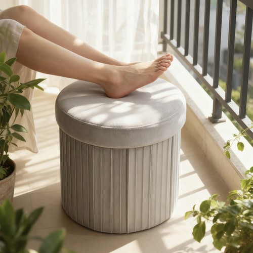 Sitzhocker mit stauraum samt - sitzhocker,